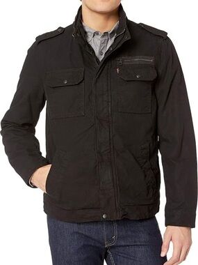 Levi’s Men's Black Military-Style Washed Cotton Jacket - Like New